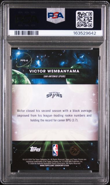 Victor Wembanyama 2025 Topps Cosmic Chrome Planetary Pursuit Sun PSA 10
