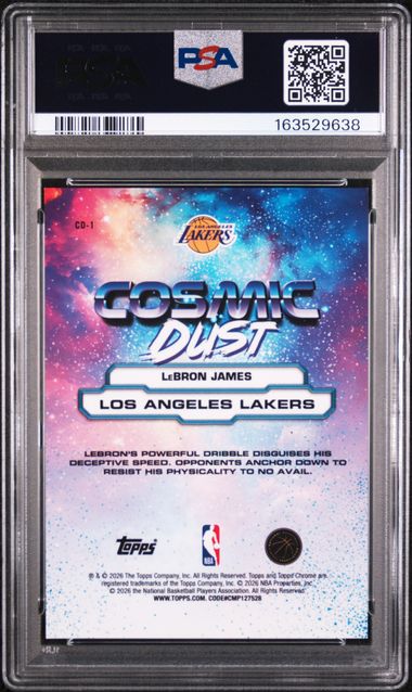 LeBron James 2025 Topps Cosmic Chrome Cosmic Dust SSP PSA 8