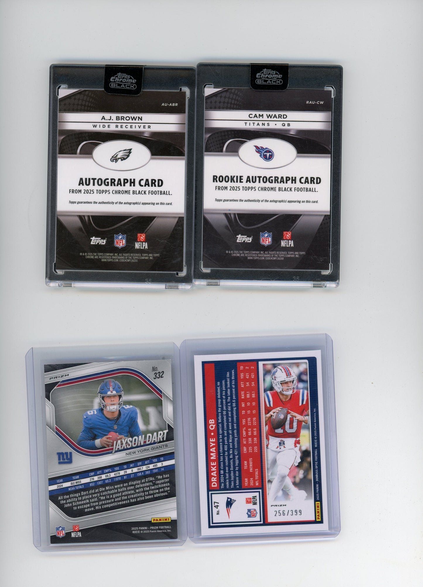 Cam Ward 2025 Topps Chrome Black Autograph Blue #'d 012/150