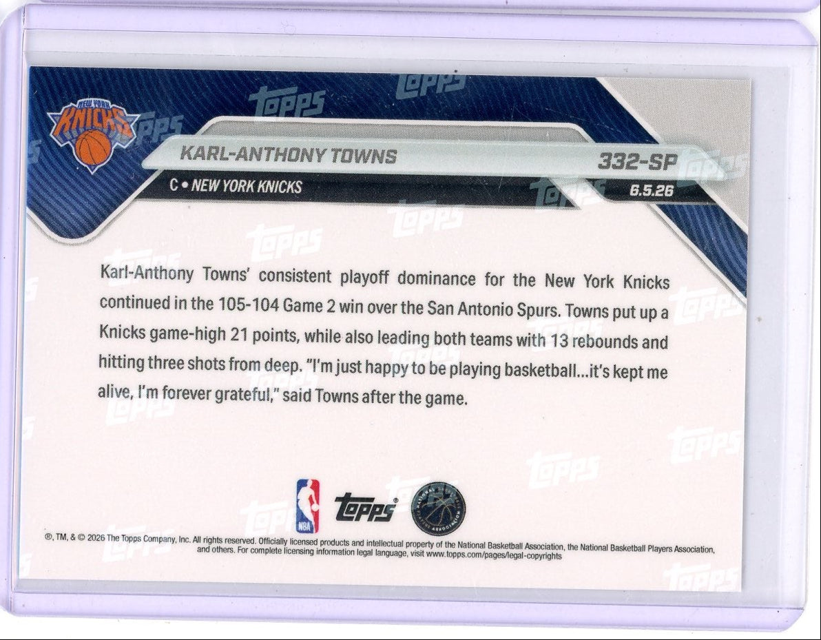 Karl-Anthony Towns 2026 Topps Now NBA Finals Variation #332-SP