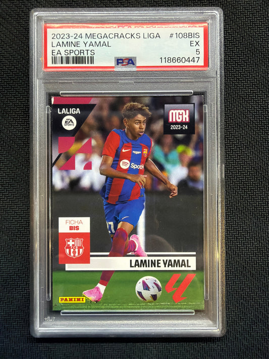 2023-24 Panini Megacracks Liga LaMine Yamal Rookie PSA 5 Barcelona