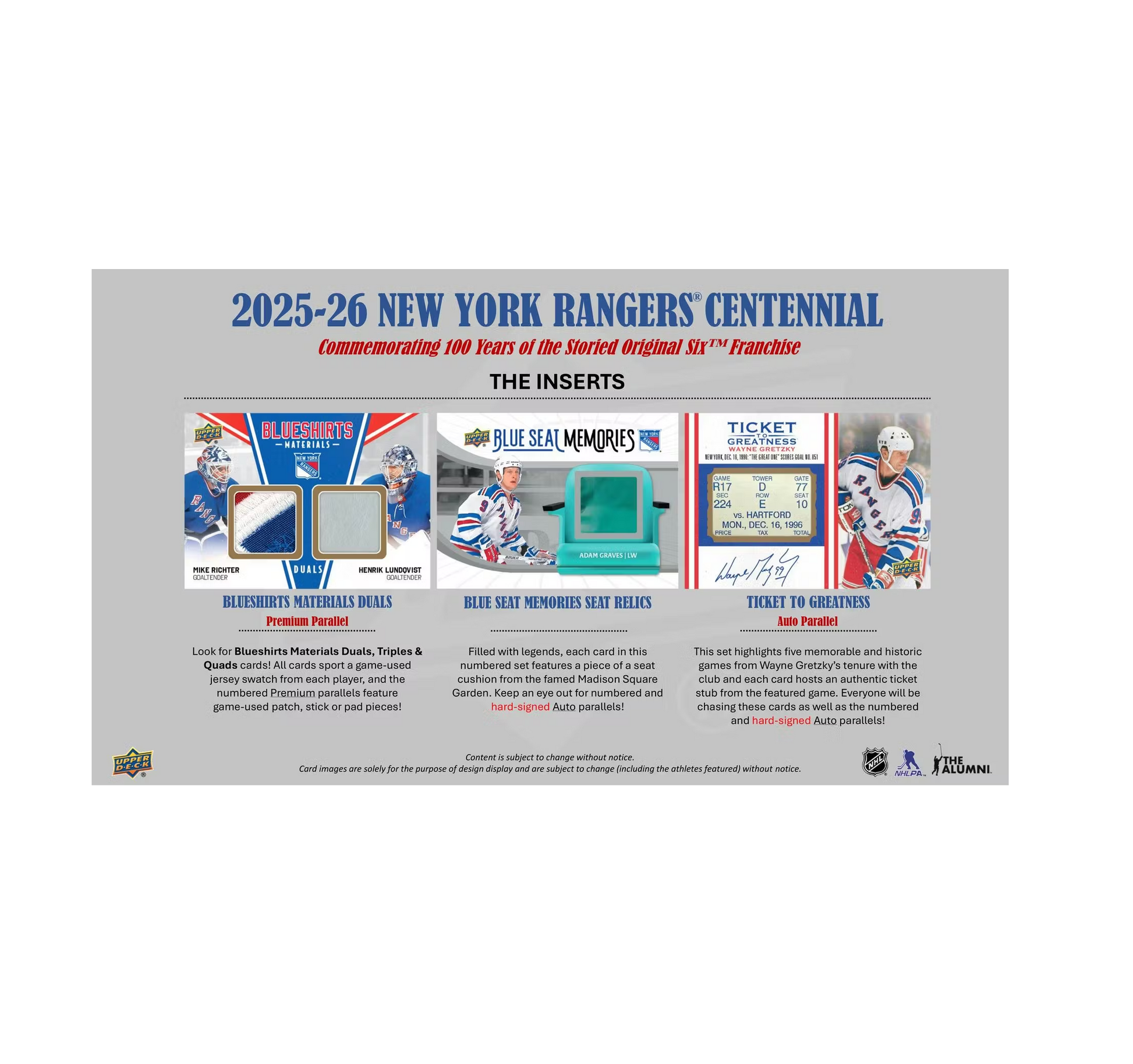 2025-26 Upper Deck New York Rangers Centennial Hockey Hobby 16-Box Case