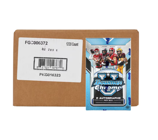 2025 Bowman University Chrome Football Hobby 12-Box Case