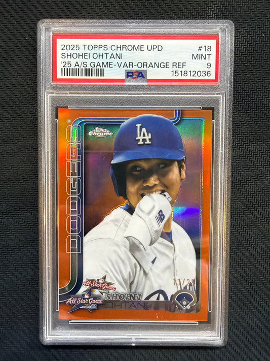 2025 Topps Chrome Update Shohei Ohtani '25 All Star Game Variation Orange Refractor /25 PSA 9