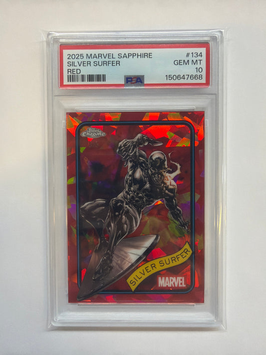 2025 Topps Chrome Marvel Sapphire Silver Surfer Red /5 PSA 10