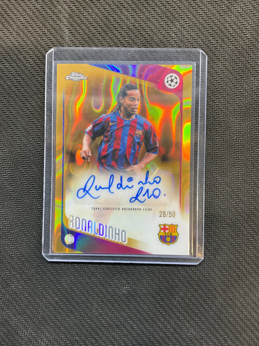 2025/26 Topps Chrome UEFA Ronaldinho Gold Lava Auto /50 Barcelona