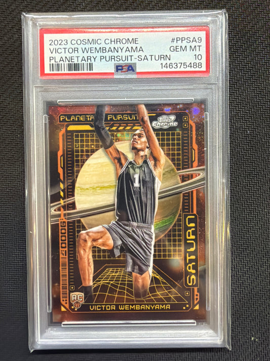 2023 Topps Chrome Cosmic Victor Wembanyama Planetary Pursuit Saturn PSA 10 Rookie 488