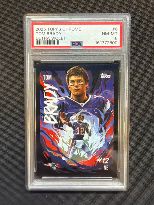 2025 Topps Chrome Tom Brady Ultra Violet PSA 8