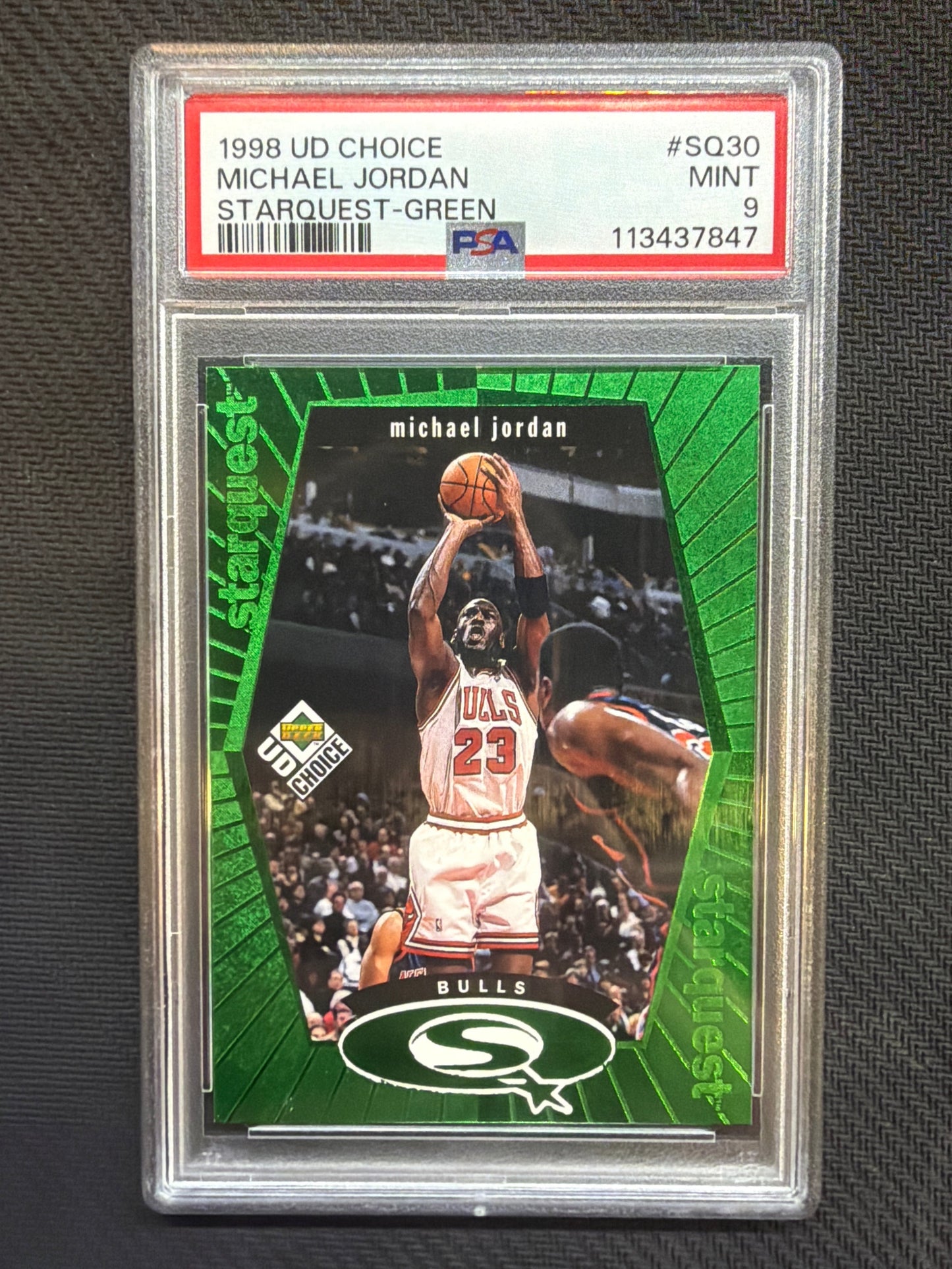 1998 Upper Deck Choice Michael Jordan #SQ30 Starquest Green PSA 9 Bulls