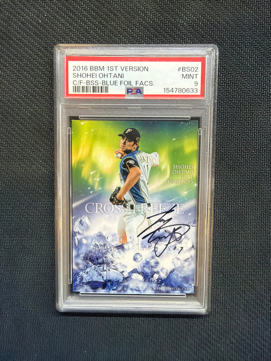 2016 BBM Shohei Ohtani Cross Freeze Blue Foil Facesmile PSA 9 Rookie