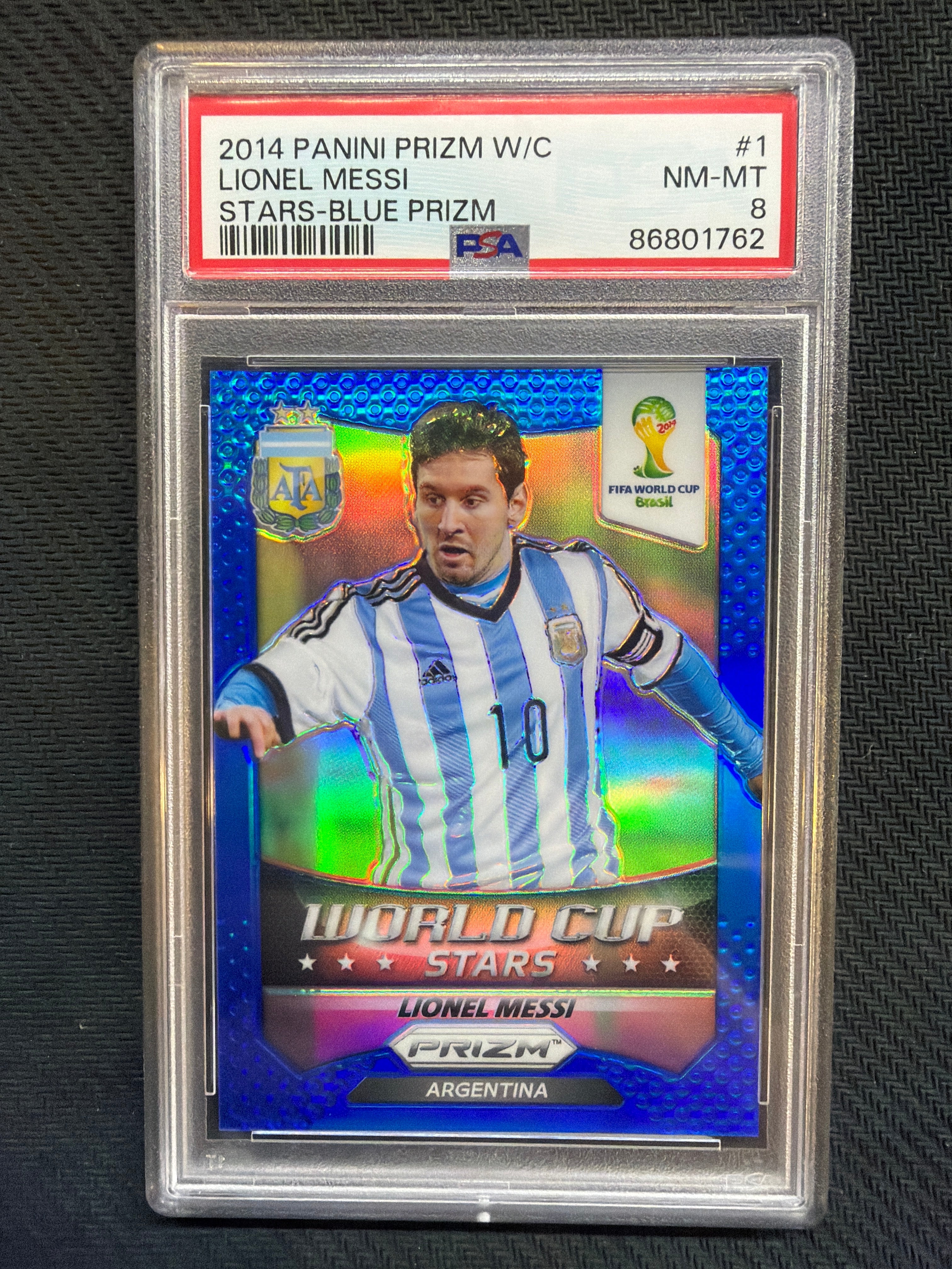 2014 Panini Prizm World Cup Lionel Messi Stars Blue /199 PSA 8 Argentina