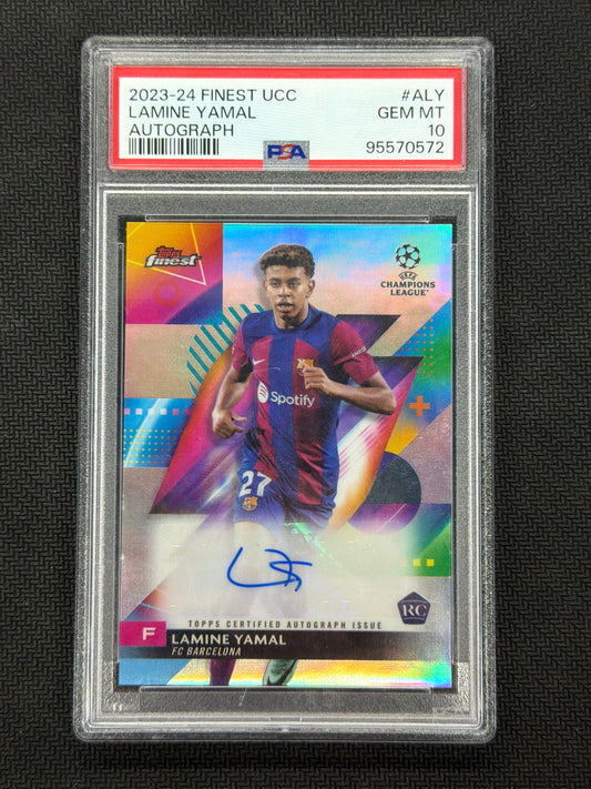 2023/24 Topps Finest Lamine Yamal Rookie Auto Silver PSA 10 Barcelona