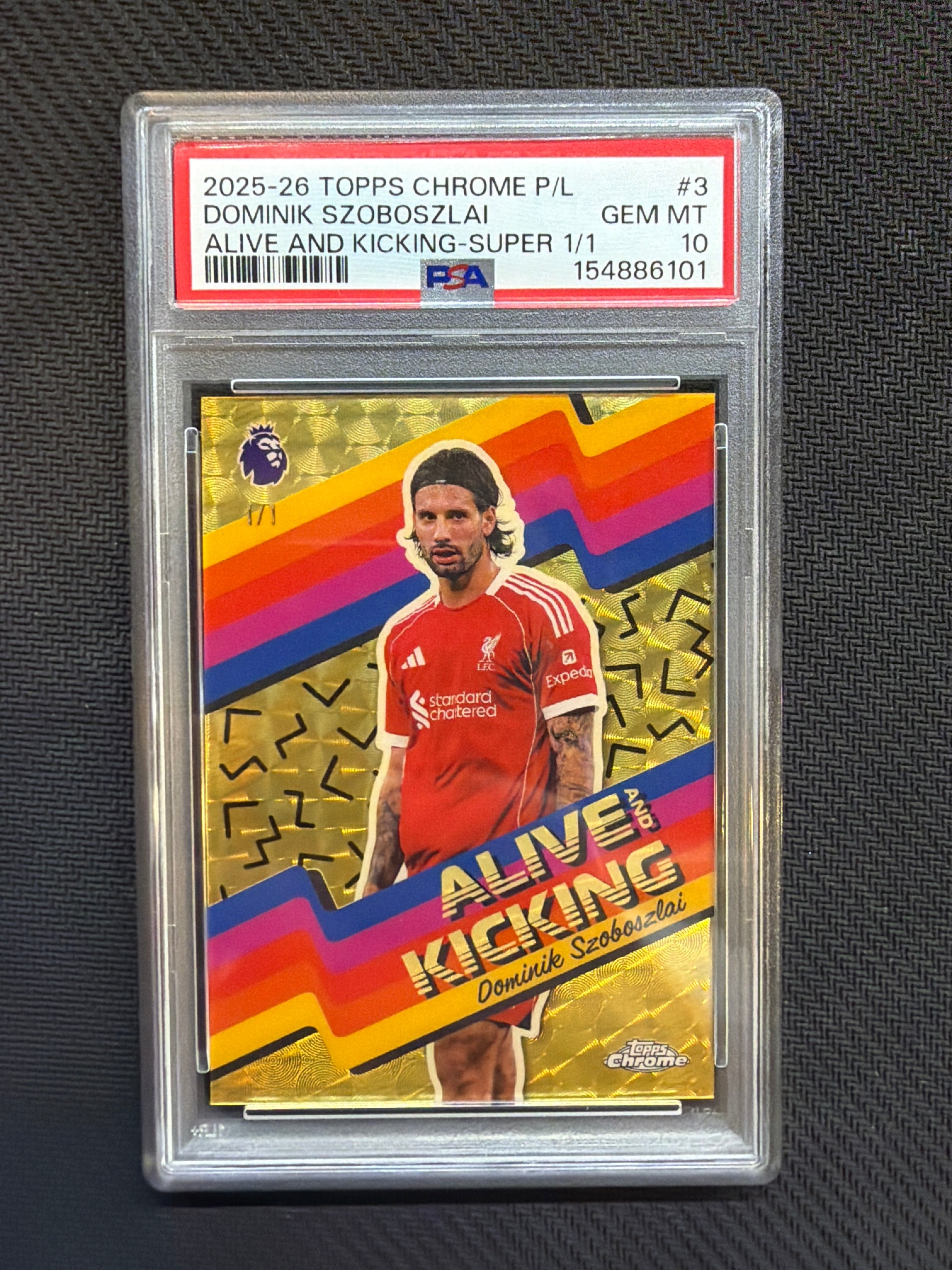 2025-26 Topps Chrome Premier League Dominik Szoboszlai Alive And Kicking Super 1/1 PSA 10