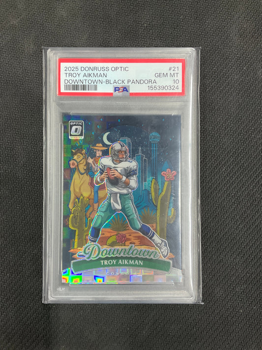 2025 Donruss Optic Troy Aikman Downtown Black Pandora /25 PSA 10