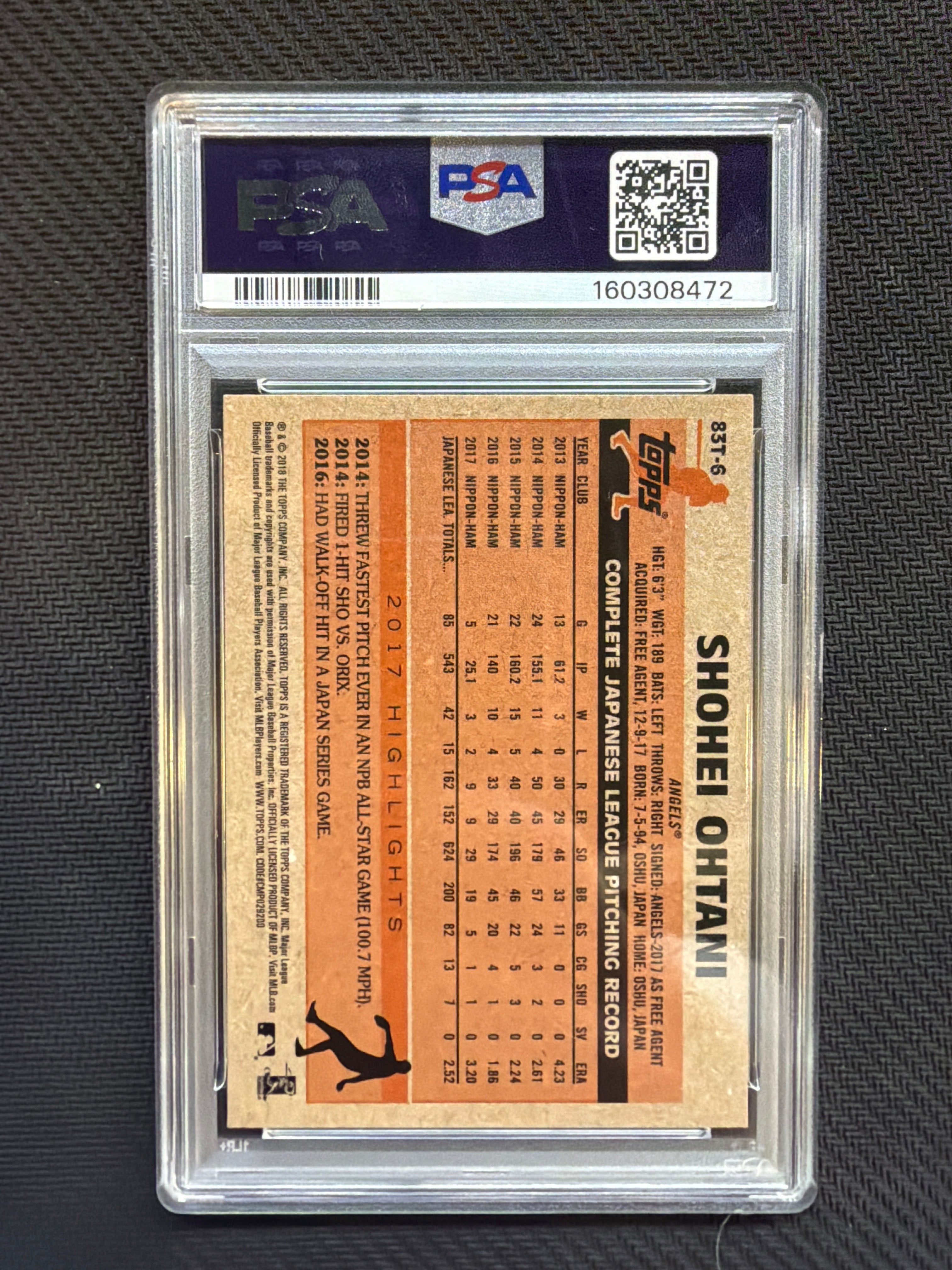 2018 Topps Chrome Shohei Ohtani 1983 Topps PSA 10
