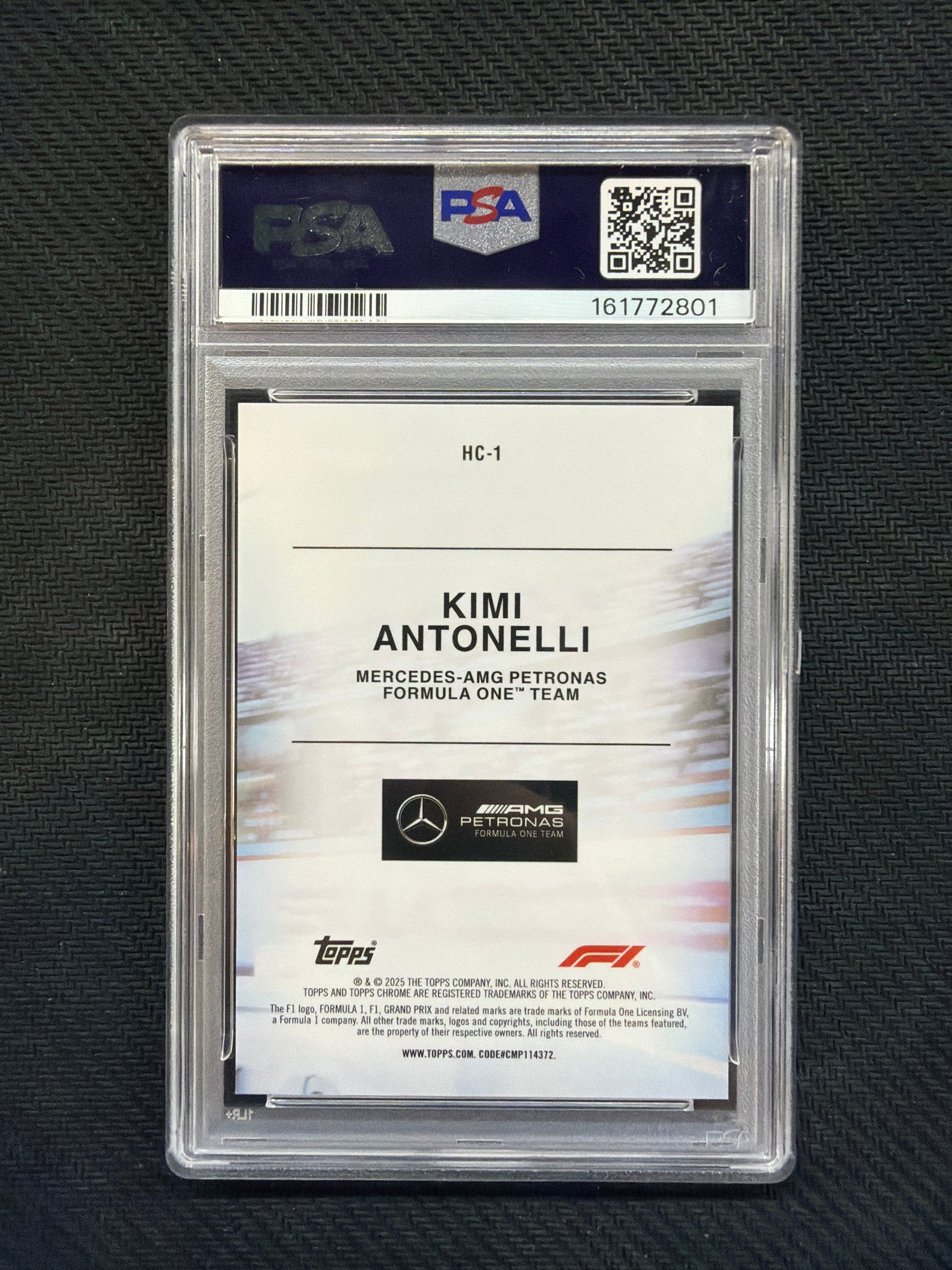 2025 Topps Chrome Kimi Antonelli Helmet Collection Orange Refractor /25 PSA 9