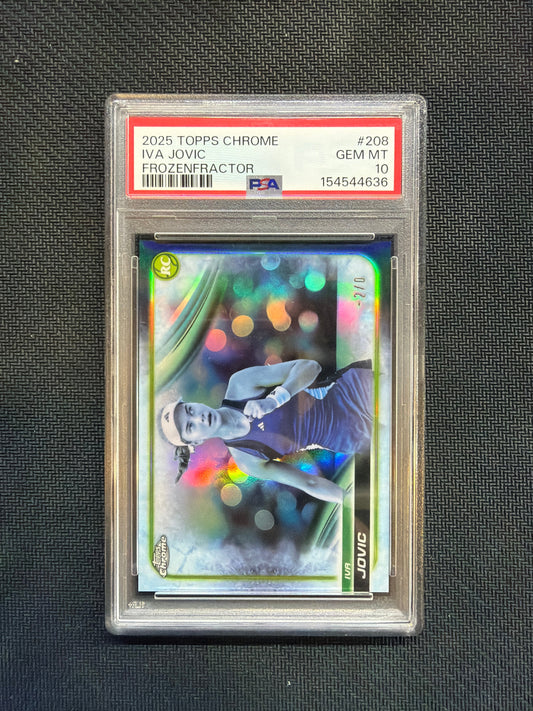 2025 Topps Chrome Tennis Iva Jovic Frozenfractor -2/0 PSA 10 Rookie