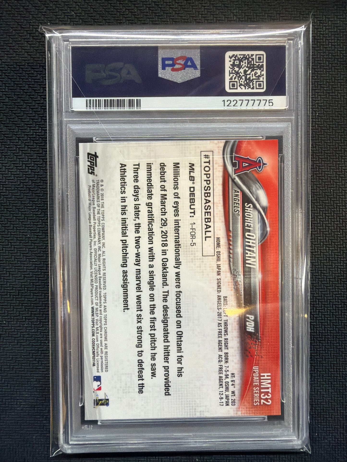2018 Topps Chrome Update Shohei Ohtani Rookie PSA 10 775