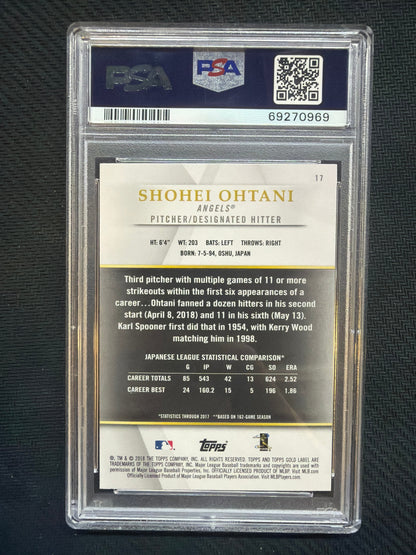 2018 Topps Gold Label Shohei Ohtani Class 3 #17 PSA 10 969