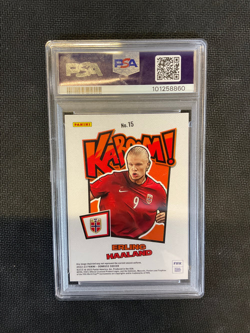 2022-23 Donruss FIFA Erling Haaland Kaboom! #15 PSA 10