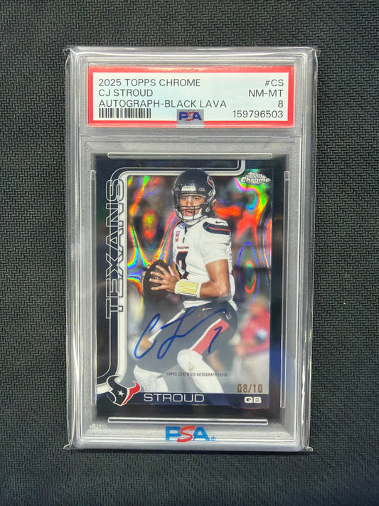 2025 Topps Chrome CJ Stroud Auto Black Lava PSA 8