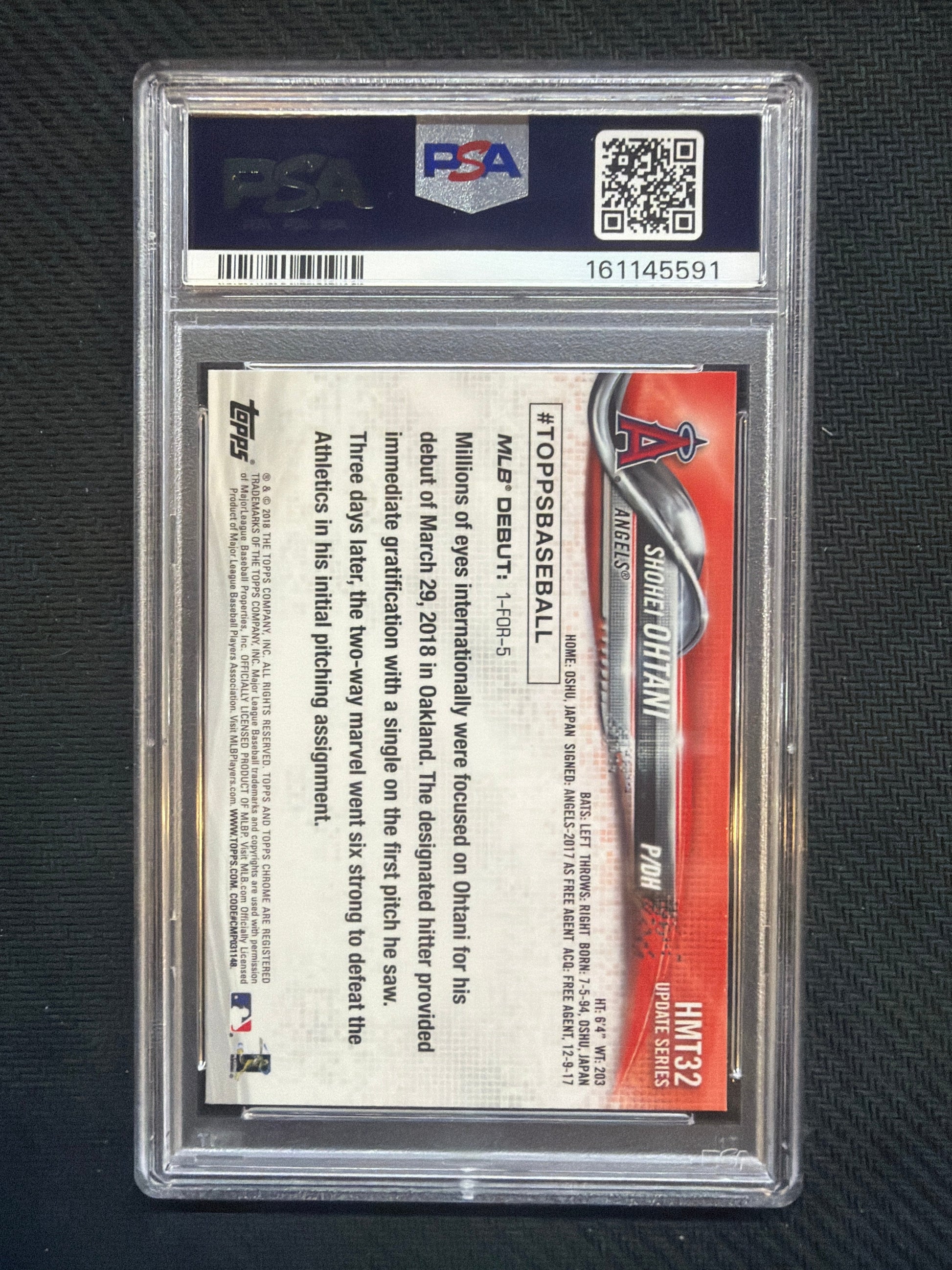2018 Topps Chrome Update Shohei Ohtani #HMT32  PSA 10 591