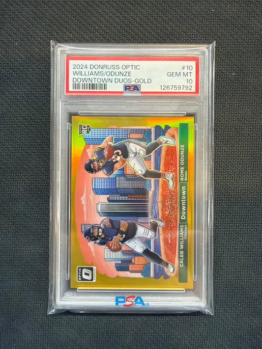 2024 Donruss Optic Caleb Williams Rome Odunze Duos Downtown! Gold /10 Rookie PSA 10 Bears