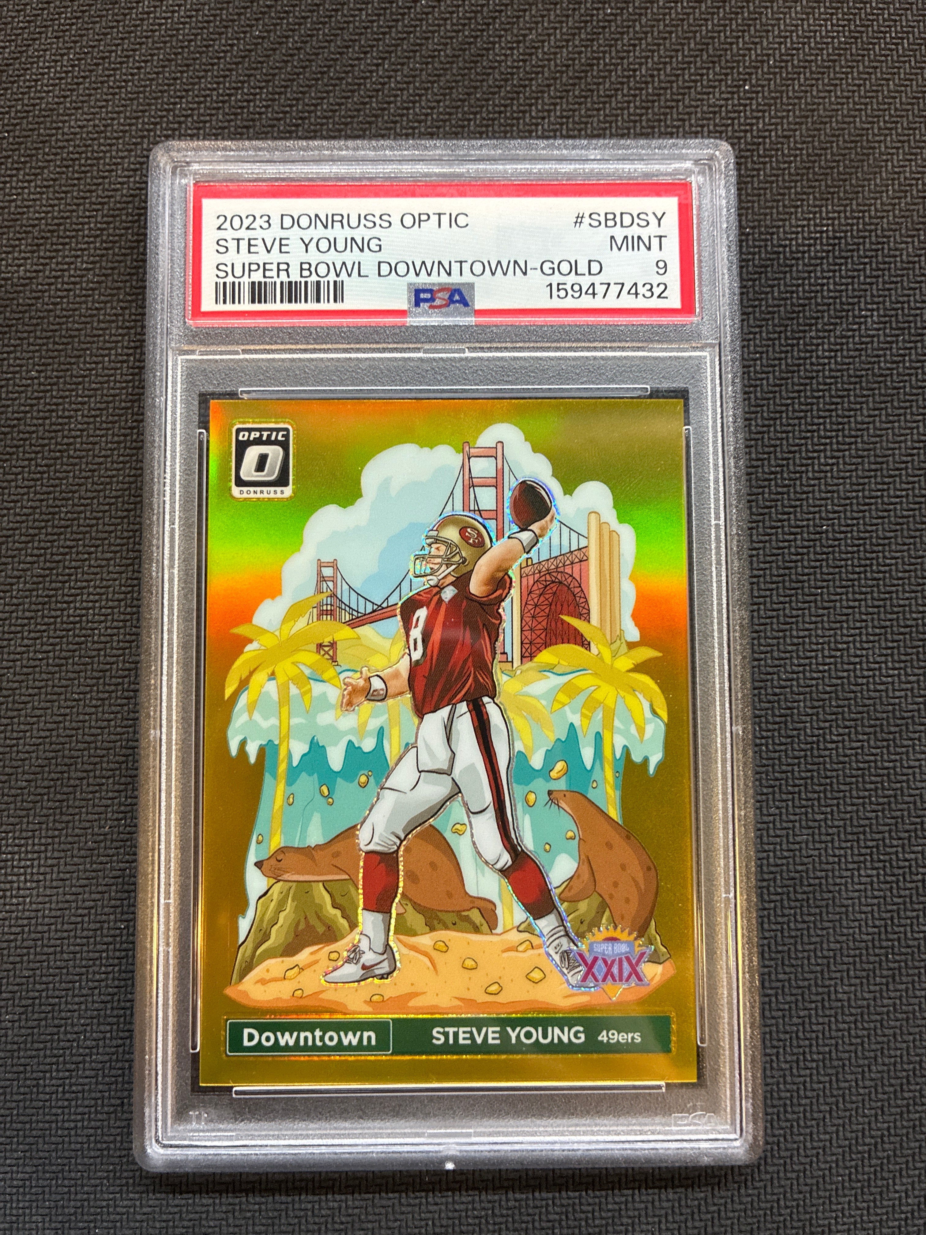 2023 Donruss Optic Steve Young Gold Super Bowl Downton /10 Case Hit PSA 9 49ers