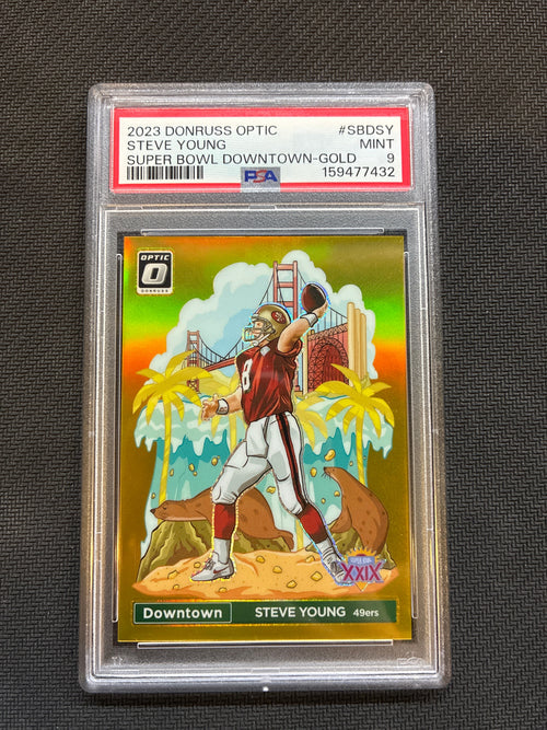 2023 Donruss Optic Steve Young Gold Super Bowl Downton /10 Case Hit PSA 9 49ers