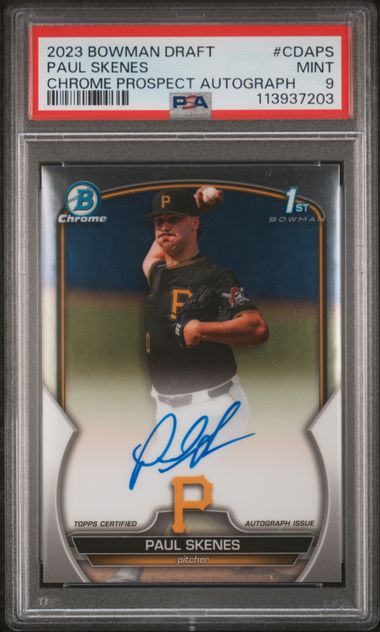 Paul Skenes 2023 1st Bowman Draft Chrome autograph PSA 9