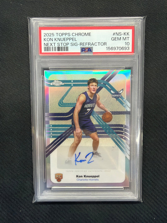 2025/26 Topps Chrome Kon Knueppel Next Stop Auto Refractor PSA 10 Rookie