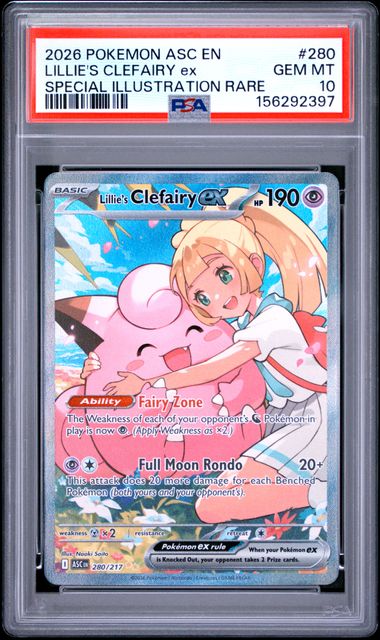 Lillie's Clefairy ex 2026 Pokemon Ascended Heroes Special Illustration rare #280/217 PSA 10