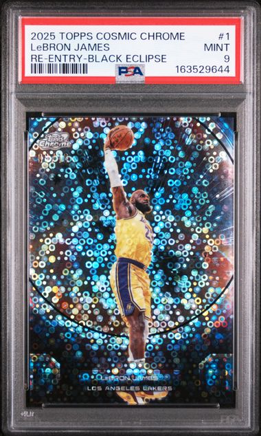LeBron James 2025 Topps Cosmic Chrome Re-Entry Black #'d 09/10 PSA 9