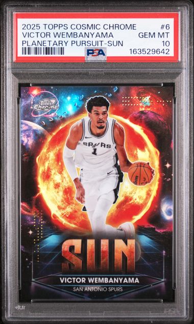 Victor Wembanyama 2025 Topps Cosmic Chrome Planetary Pursuit Sun PSA 10