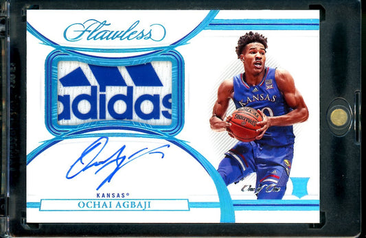2022/23 Panini Flawless Collegiate Ochai Agbaji Rookie RPA Logo 1/1 Kansas