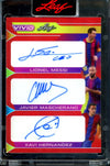 2022 Leaf Vivid Leo Messi/Mascherand/Xavi Triple Auto Red /6 FC Barcelona