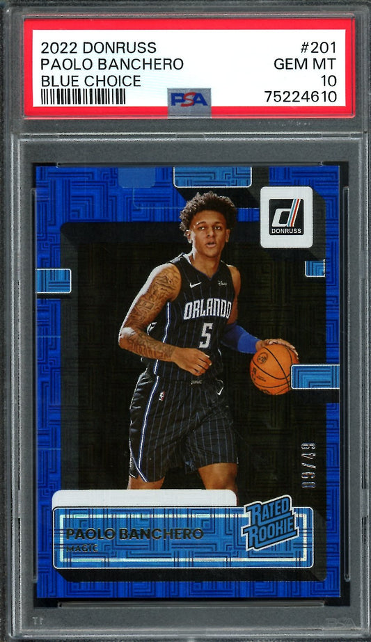 2022/23 Panini Donruss Paolo Banchero Rookie Blue Choice /49 PSA 10 Magic