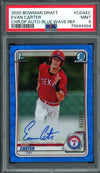 2020 Bowman Draft Evan Carter 1st Bowman Auto Blue Shimmer /150 PSA 9 Rangers