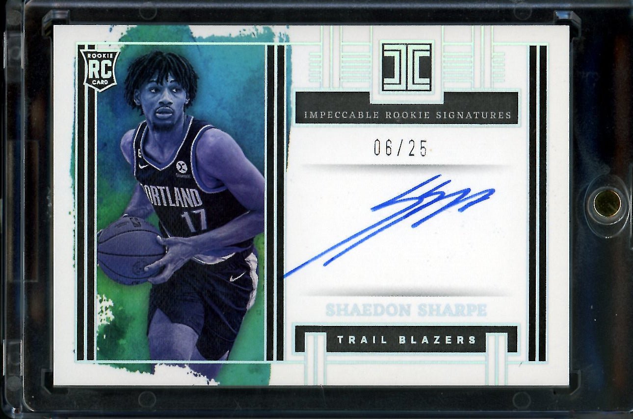 2022/23 Panini Impeccable Shaedon Sharpe Rookie Auto /25 Trailblazers