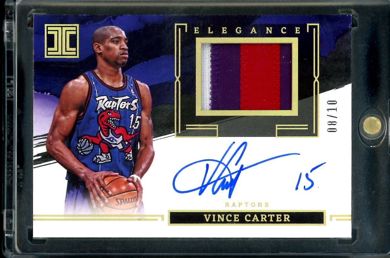 2022/23 Panini Impeccable Vince Carter Elegance Patch Auto Gold /10 Raptors