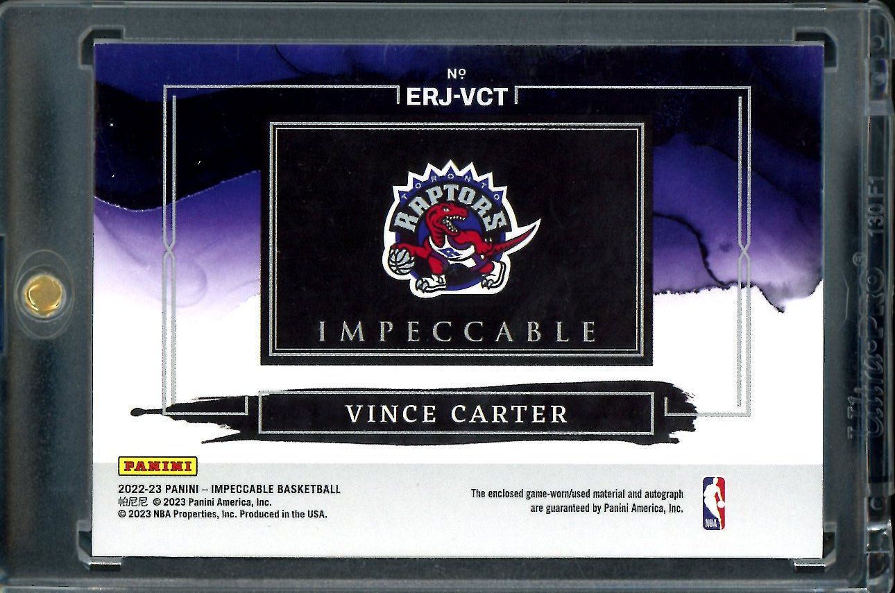 2022/23 Panini Impeccable Vince Carter Elegance Patch Auto Gold /10 Raptors