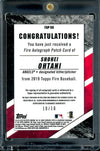 2019 Topps Fire Shohei Ohtani Patch Auto /10 Angles