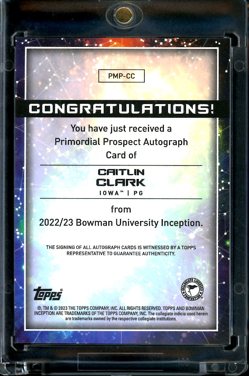 2023 Bowman Inception Caitlin Clark Auto /99 Iowa