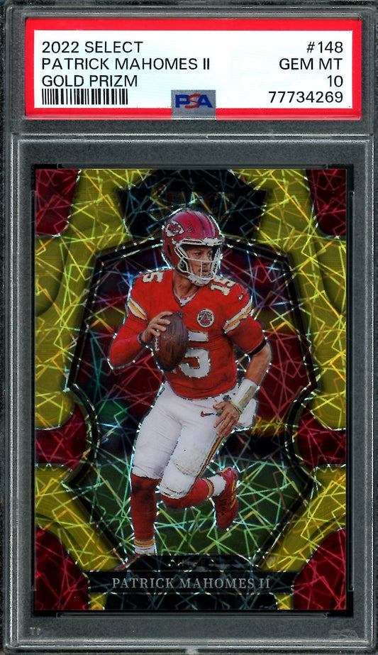 2022 Panini Select Patrick Mahomes II Gold Prizm /10 PSA 10 Chiefs