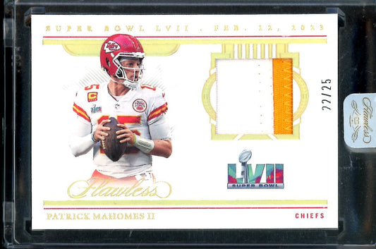 2022 Panini Flawless Patrick Mahomes Super Bowl LVII Patch /25 Chiefs