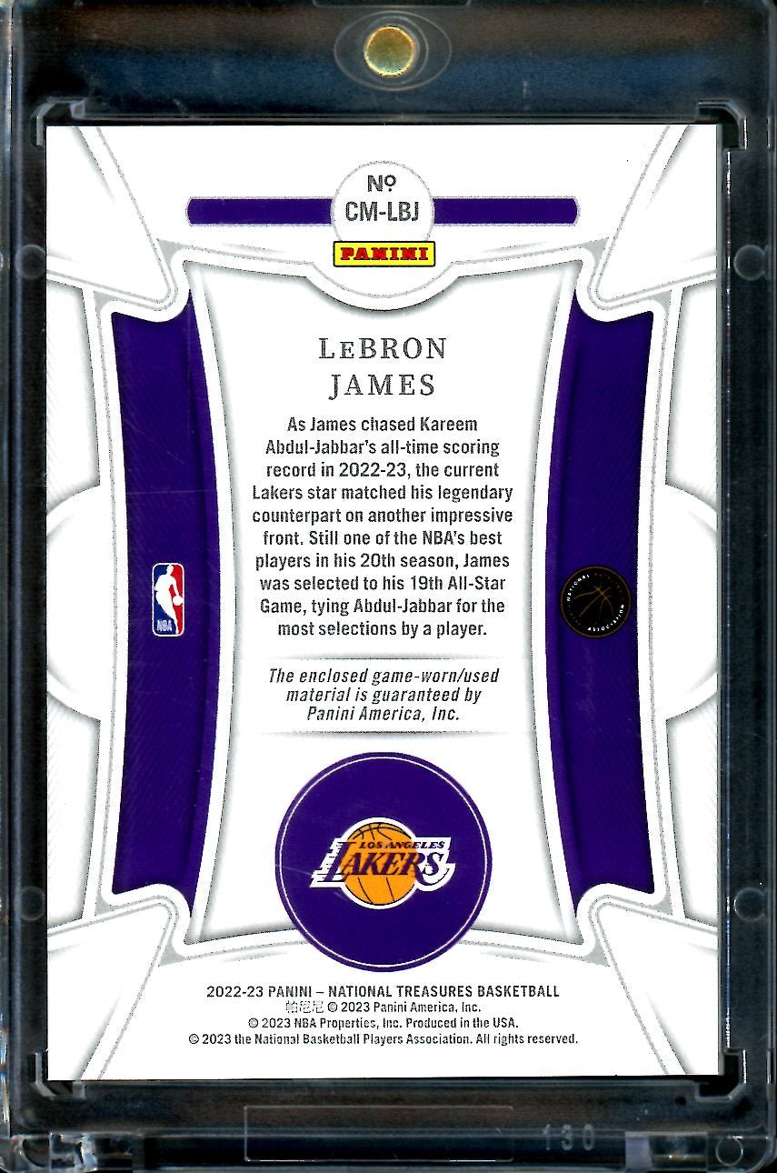 2022/23 Panini National Treasures LeBron James Century Materials Patch /25 Lakers