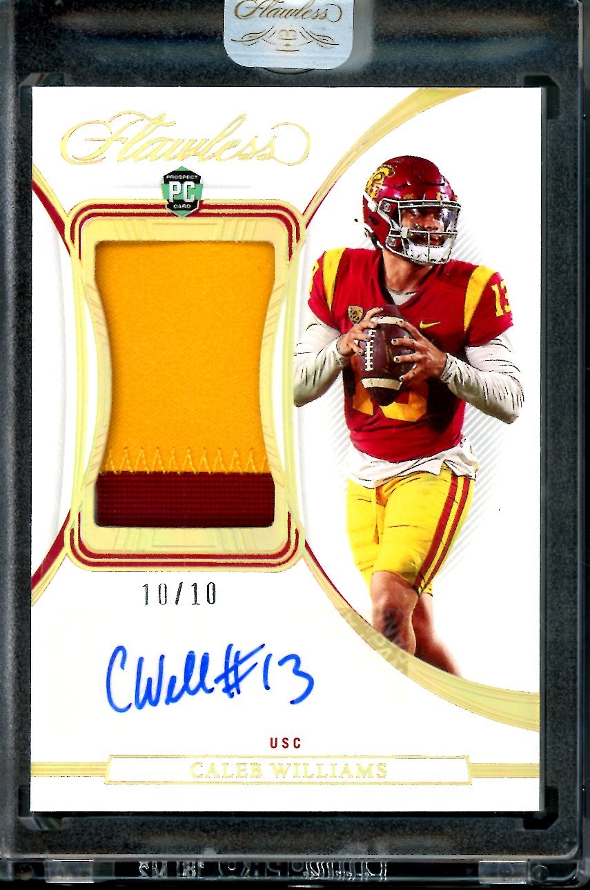 2023 Panini Flawless Collegiate Caleb Williams Prospect Card Patch Auto Gold /10 USC