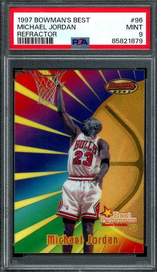 1997 Bowman's Best Michael Jordan Best Performance Refractor PSA 9 Bulls