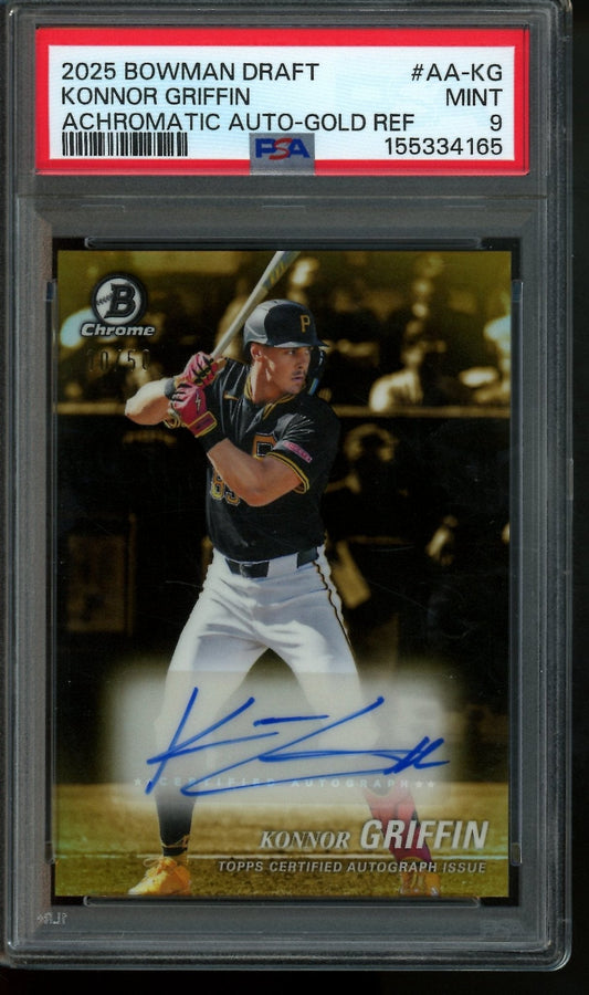 2025 Bowman Draft Konnor Griffin Achromatic Autograph Gold /50 PSA 9 Pirates