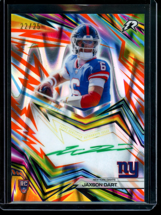 2025 Topps Resurgence Jaxson Dart Neon Initiates Rookie Autograph /25 Giants